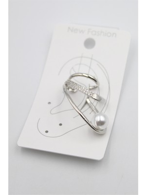 Taşlı Kıkırdak Küpe - Gümüş