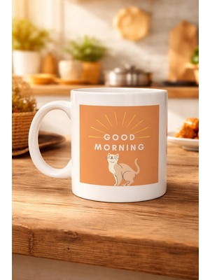 Balkan Grup Good Morning Kedi Desenli Porselen Kupa Model 72 – Sevimli Kedi Figürlü, Kahve & Çay Kup