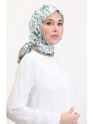 Desenli Soft Eşarp 70249-02 Bej Yeşil