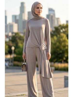 Oysho Kumaş Tunik Pantolon Ikili Takım 5110-01 Bej