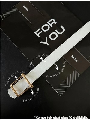 Fiori Kare Tokalı Kadın Kemeri, Pantolon Kemeri, Ceket Kemeri, Elbise Kemeri