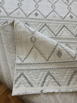 Anutya Home Monaco 0160A Krem Gri Iskandinav Sisal Bukle Yumuşak Özel Ölçü Salon Koridor Mutfak Halısı Yolluk