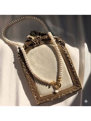 Taşmir Sertifikalı Doğal Gerçek A Plus Rondela Kesim Inci Kolye - Pirinç 14 K Altın Kaplama Aparatlar