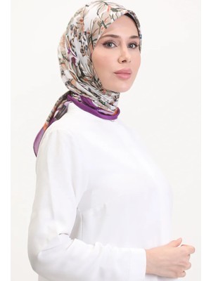 Desenli Soft Eşarp 70245-06 Eflatun Sütlü Kahve