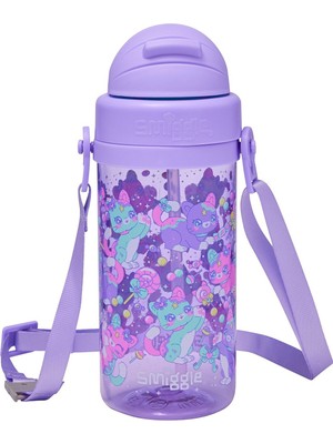 Smiggle Adventurous Teeny Tiny Askılı Plastik Suluk 400 ml Lila