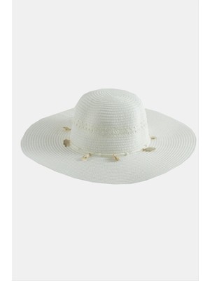 Zero Land Streozd Deniz Kabuğu Hasır Şapka-Krem