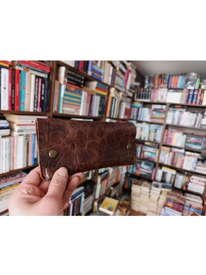 Mahfuz Gerçek Deri Tamamen El Emeği Kadın Cüzdan 22CM*8CM * 1 Kağıt Para Alanı 4 Kart Bölmesi NLU412