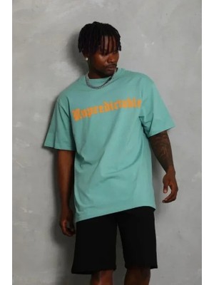 Uslucan Alışveriş Erkek Baskılı T-Shirt Kısa Kol Bisiklet Yaka Regular Fit Rahat Kalıp Günlük Tişört - Mint Yeşili