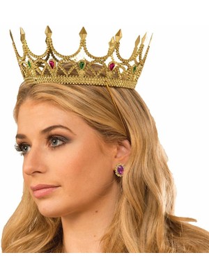 Balkan Grup Taşlı Rönesans Kostümlü Kraliyet Ortaçağ Altın Kraliçe Prenses Tacı