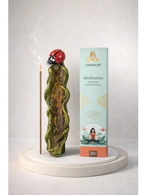 Home Uğur Böceği Figürlü Dekoratif Tütsülük – 20 Adet Tütsü Çubuğu Hediye