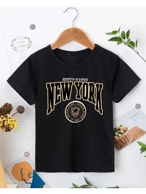 Tarz Yeri Çocuk Unisex Baskılı T-Shirt - Siyah