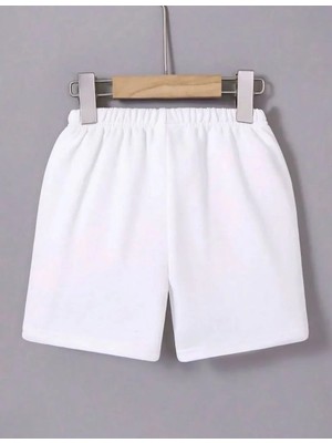 Tarz Yeri Kadın Beli Lastikli Mini Düz Şort - Beyaz