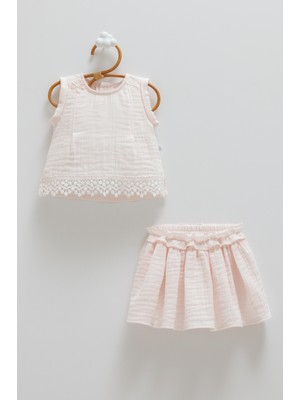 Caramell Smıle Etekli Müslin Alt Üst Takım - Pembe - 68-74 cm Pembe