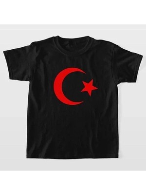 Unisex Çocuk Baskılı T-Shirt - Siyah