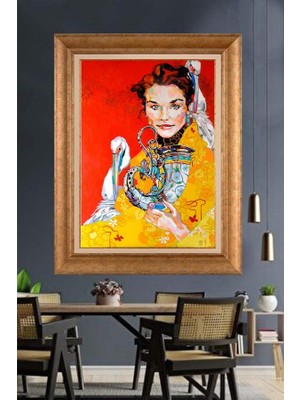 Giyense Altın Çerçeveli Dekoratif Paspartulu Tablo A588