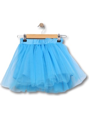 Modan Güzel Kız Çocuk Tüllü Tütü Etek Mavi