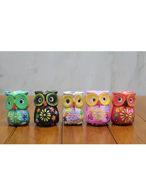 Balkan Grup Ahşap 5'li Baykuş Seti Model 2