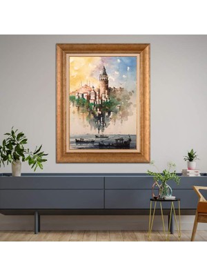 Giyense Altın Çerçeveli Dekoratif Paspartulu Tablo A858