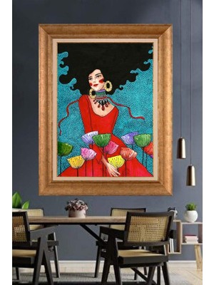 Giyense Altın Çerçeveli Dekoratif Paspartulu Tablo A571