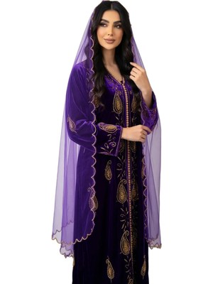 Moda Nur Duvak, Gelin Duvak, Gelin Kına Duvak, Yüz Örtüsü ,mor Duvak