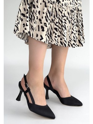 Joga Siyah Cilt Simli Topuklu Ayakkabı - Lisinya