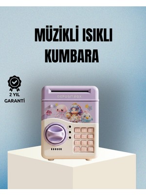 Işıklı Sesli Şifreli Otomatik Para Çeken Kumbara Mor - Lisinya