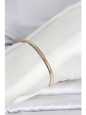 cm 14K Gold Renk Yassı Yılan Zincir Model Kadın Bileklik - Lisinya