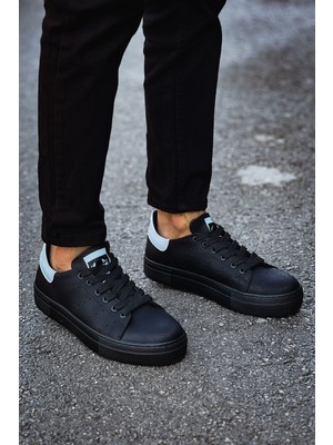 Roof Atelier Erkek Siyah Beyaz Delikli Tasarım Bağcıklı Spor Ayakkabı - 983 - Cst Tennis