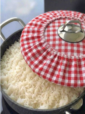 MiniStand Kırmızı Beyaz Pötikare Kumaş Pilav Demleme Bonesi Lastikli Lapa Önleyici Demlematik