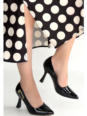 Cerin Siyah Rugan Topuklu Ayakkabı - Lisinya