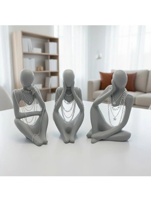 Fiyera Home Beton Gri 3 Lü Dekoratif Figür Biblo