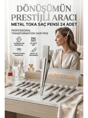 Transformacion 24'lü Profesyonel Alüminyum Saç Pensi Seti Metal Toka Saç Pensi 721371