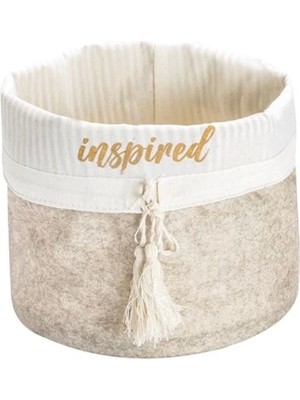 Yuvarlak Katlanabilir Çok Amaçlı Saklama Organizer Kutu Keçe Sepet (Mega) - 03389 ( Lisinya )