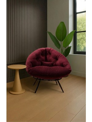 AVYNA Aurevon™ Premium Tekli Koltuk Berjer | Tv Koltuğu, Okuma ve Minderli Relax Sandalyesi - Bordo