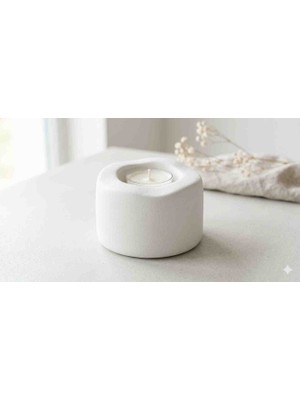 Talaşoğlu Doğal Mineral Döküm Yuvarlak Mumluk - Minimalist Organik Form Dekoratif Şamdan