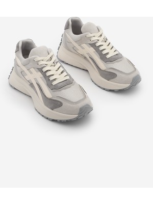 Marjin Kadın Sneaker Yüksek Kalın Taban Bağcıklı Spor Ayakkabı Ribaga Gri