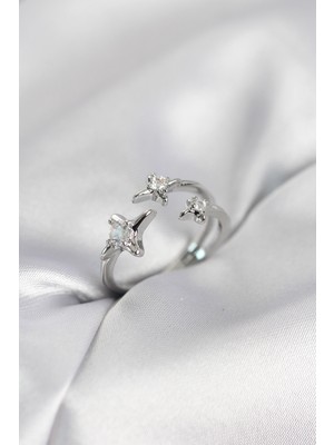 Minimal Kutup Yıldızı Model Gümüş Renk Kadın Yüzük - Lisinya