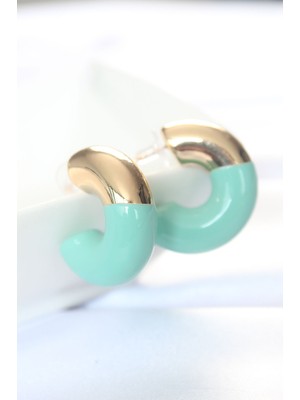 Ccb Turkuaz Gold Çift Renk Küpe - Lisinya