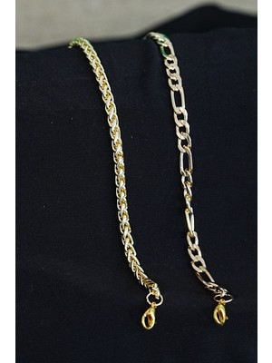 Lisinya Kombin Bileklik Gold Renk Şavin ve Burgu Model