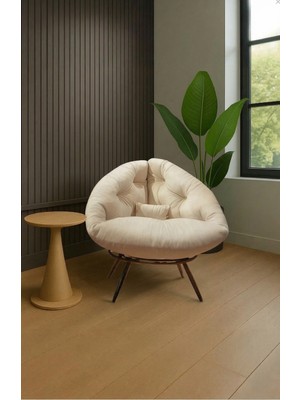 AVYNA Modern Tekli Koltuk Berjer | Ergonomik Okuma ve Tv Koltuğu | Milano Tasarım | Tay Tüyü Kumaş -Krem