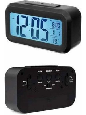 Dijital Masa Saati Takvim Çalar Saat Alarmlı Işıklı LED Ekran Pilli - Lisinya