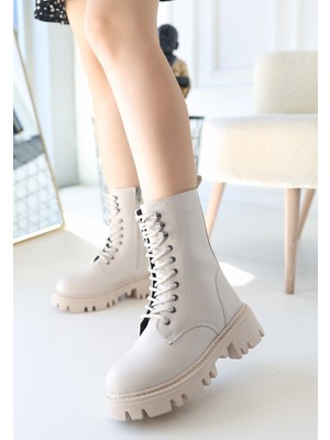 Neole Bej Cilt Bağcıklı Bot - Lisinya