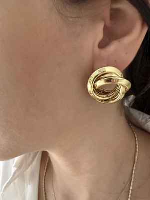 Naomi Kadın Iç Içe Halka Küpe Altın Kaplama Çelik Küpe Suya Dayanıklı Kararma Yapmaz Şık Küpe