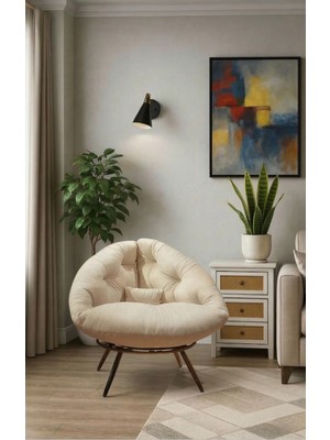 AVYNA Premium Tekli Koltuk Berjer | Luxury ve Konforlu Tv Koltuğu ve Dinlenme Koltuğu, 92X92CM - Krem