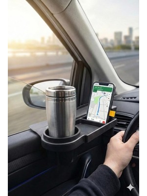 Braventa Collection Araç Içi Kapı Kenarı Bardaklık Telefon Tutucu, Çok Amaçlı Organizer, Içecek Eşya Düzenleyici Tepsi