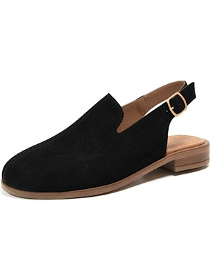 Beety 264.009 Hakiki Deri Nubuk Siyah Önü Kapalı Kadın Sandalet