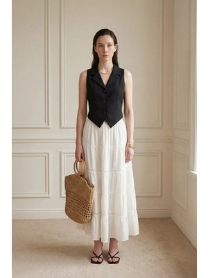 Hiccup Kadın My Fashıon Sırt Detaylı Kolsuz Düğmeli Yelek Siyah