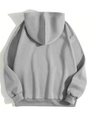 Pileli Store Erkek Düz Kapüşonlu  Üç Iplik Pamuklu Sweatshirt   - Boyalı Gri