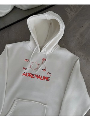 Pileli Store Kadın Kışlık Pamuklu 3 Iplik Kapüşonlu Sweatshirt - Beyaz