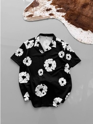 Pileli Store Erkek Iki Iplik Kumaş Baskılı Gömlek - Siyah